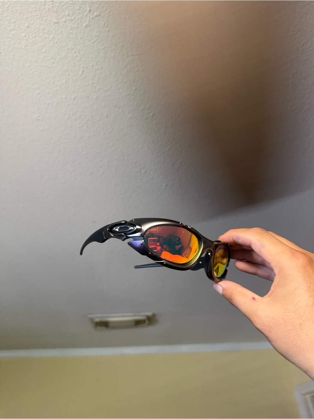 Sport Wrap Sunglasses with Red-Orange Mirrored Lens Oakley